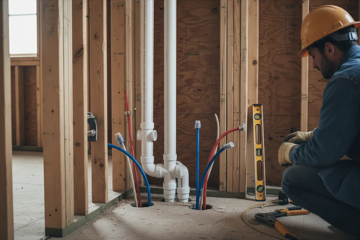 Drain and supply rough-in during Garbage Disposal Repair in Chevy Chase